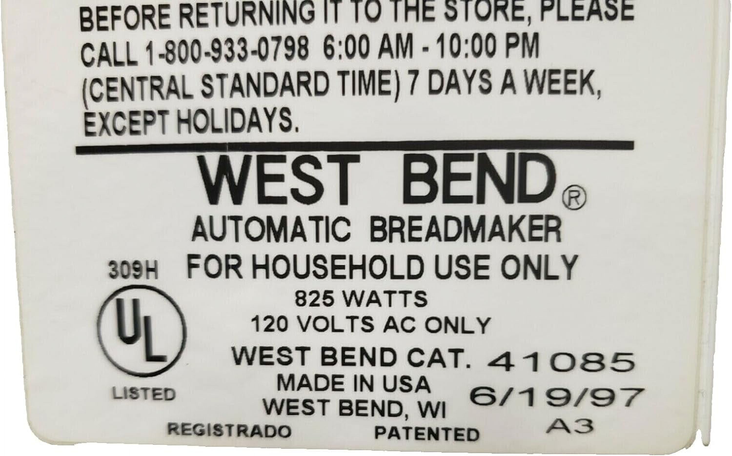 Pan Seal Kits For West Bend Bread Maker Models 41085 41085Z S311812