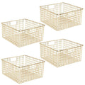 4 Pack Metal Wire Food Storage Organizer Bin, Soft Brass C603