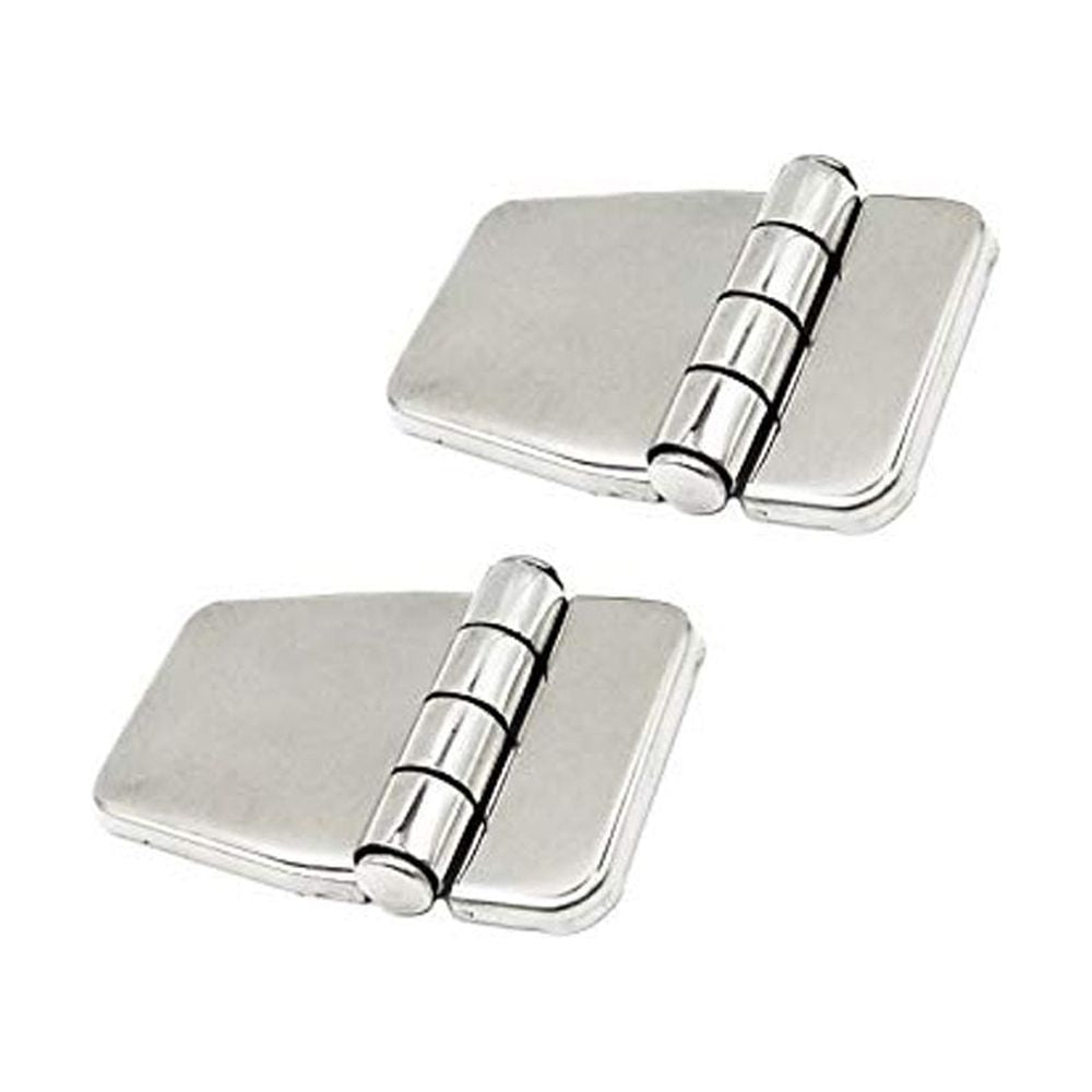 Pair of 316 Stainless Steel Short Sided Strap Hinges with Cover Caps G51929