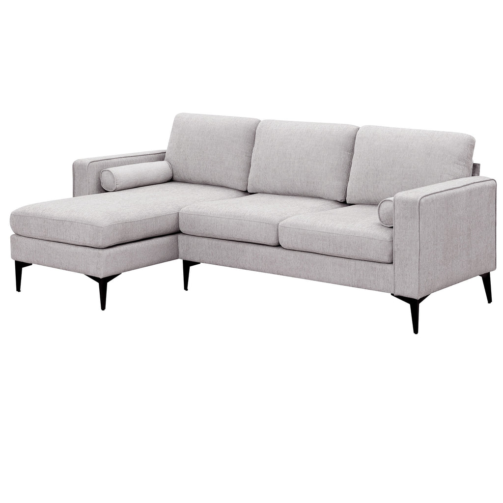 Beige 86" L-Shaped 3-Seat Sectional Sofa with Reversible Chaise D31633