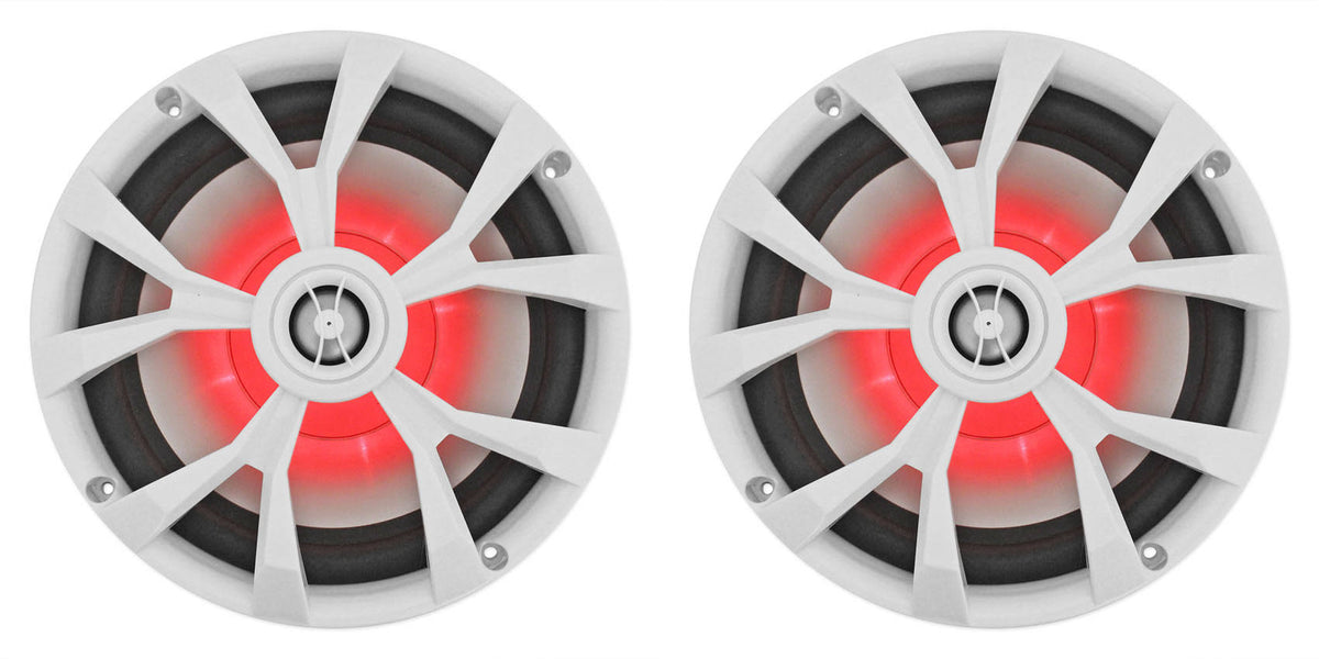 8x22 900 Watt White 2-Way Marine Boat Speakers with LED I7581
