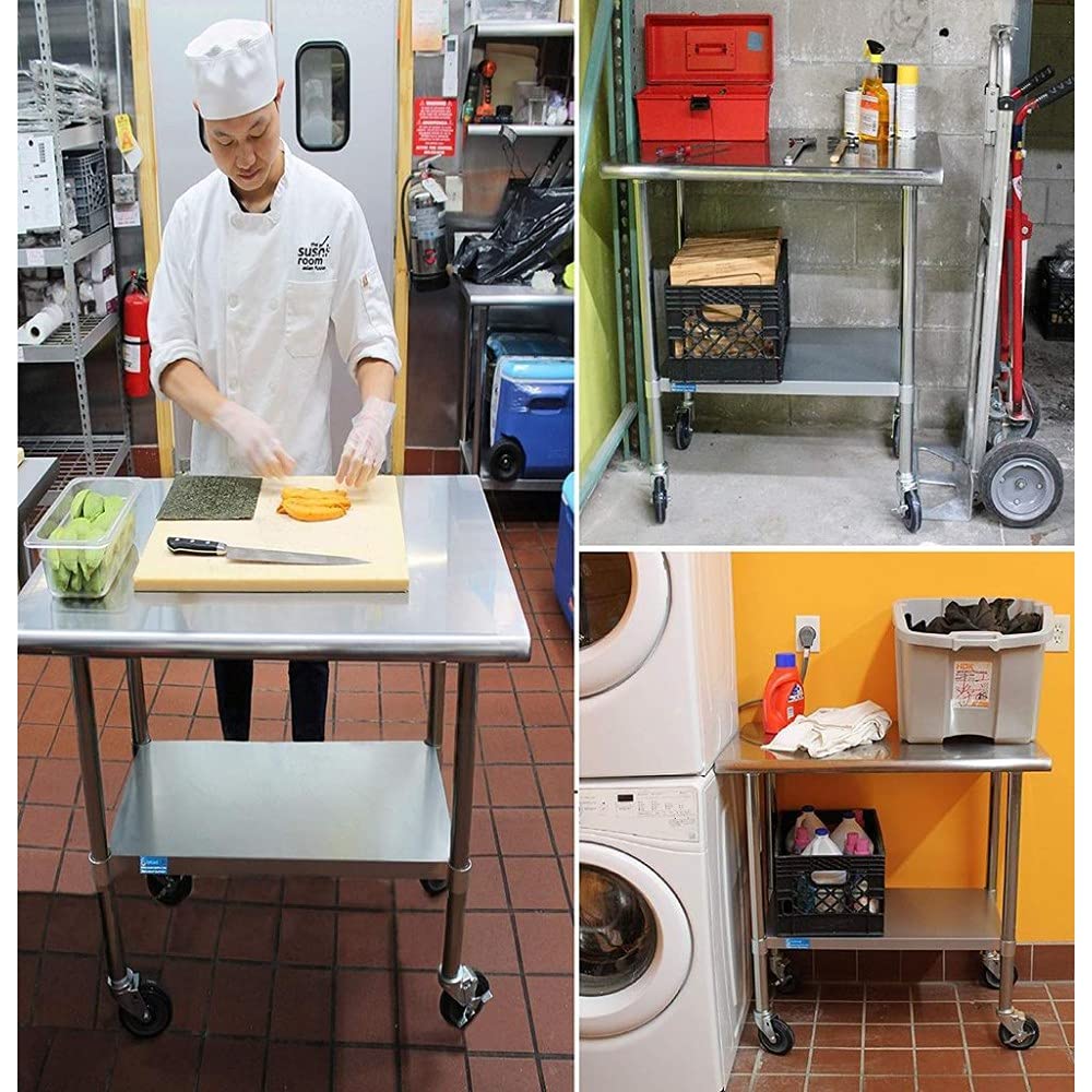 24 x 36 Stainless Steel Work Table with Casters D2625
