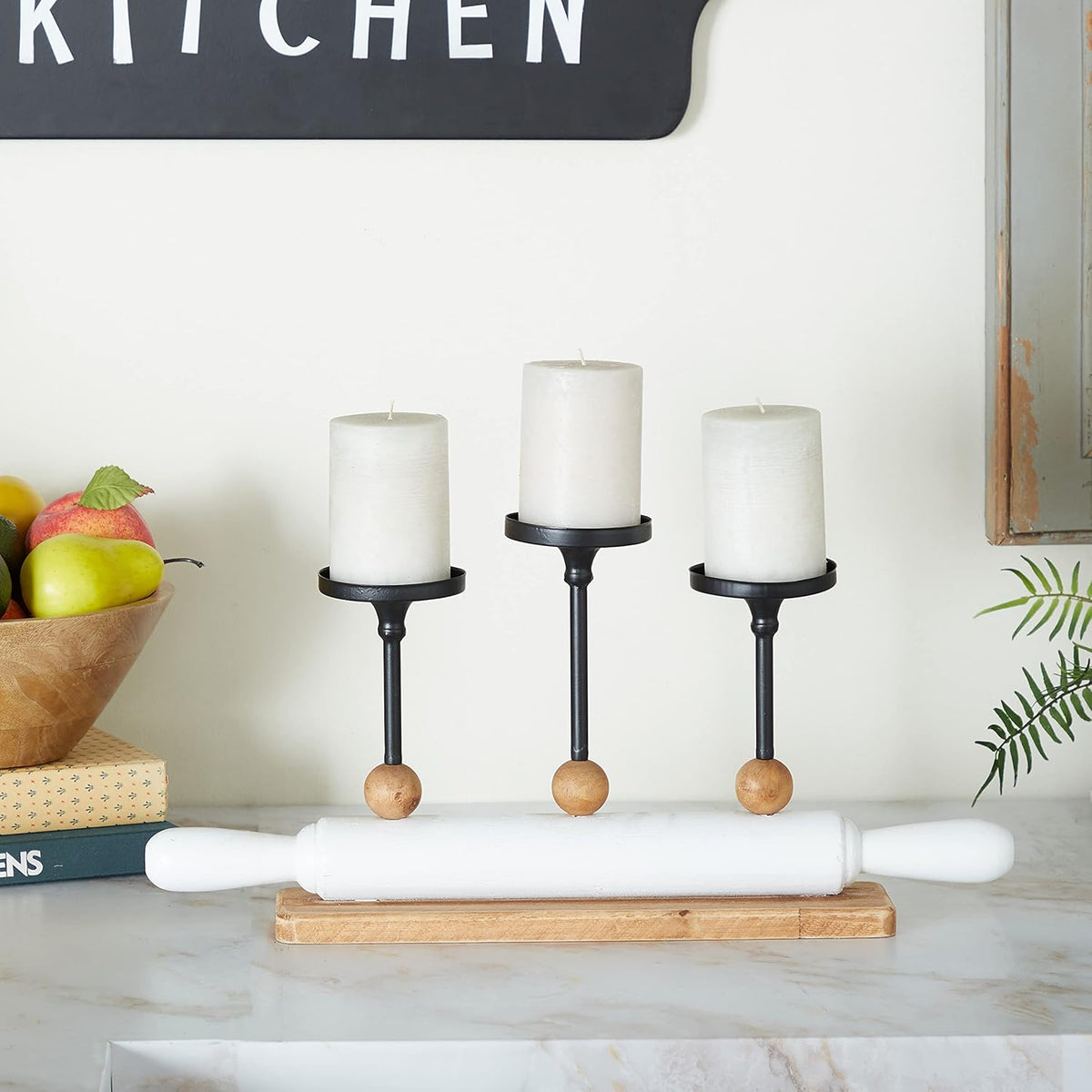 White Iron Candelabra Holds 10 Pillar Candle Holders H104