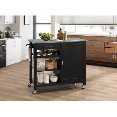 Black/Butcher Block Kitchen Island X52110