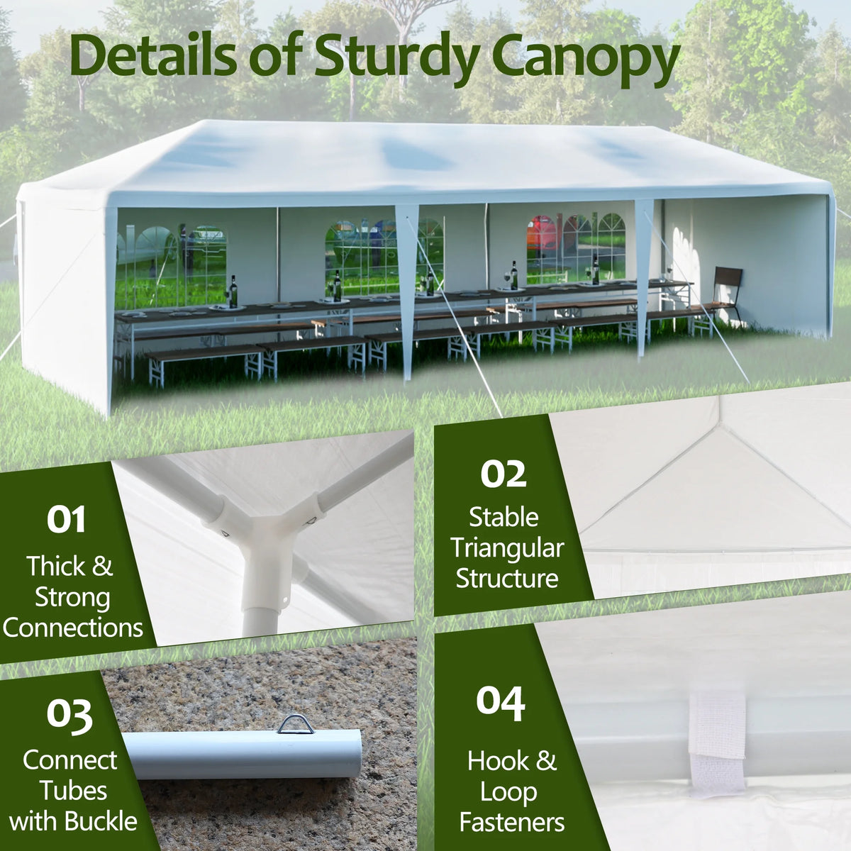 10x30' Outdoor Canopy Tent with 5 Removable Sidewalls U483