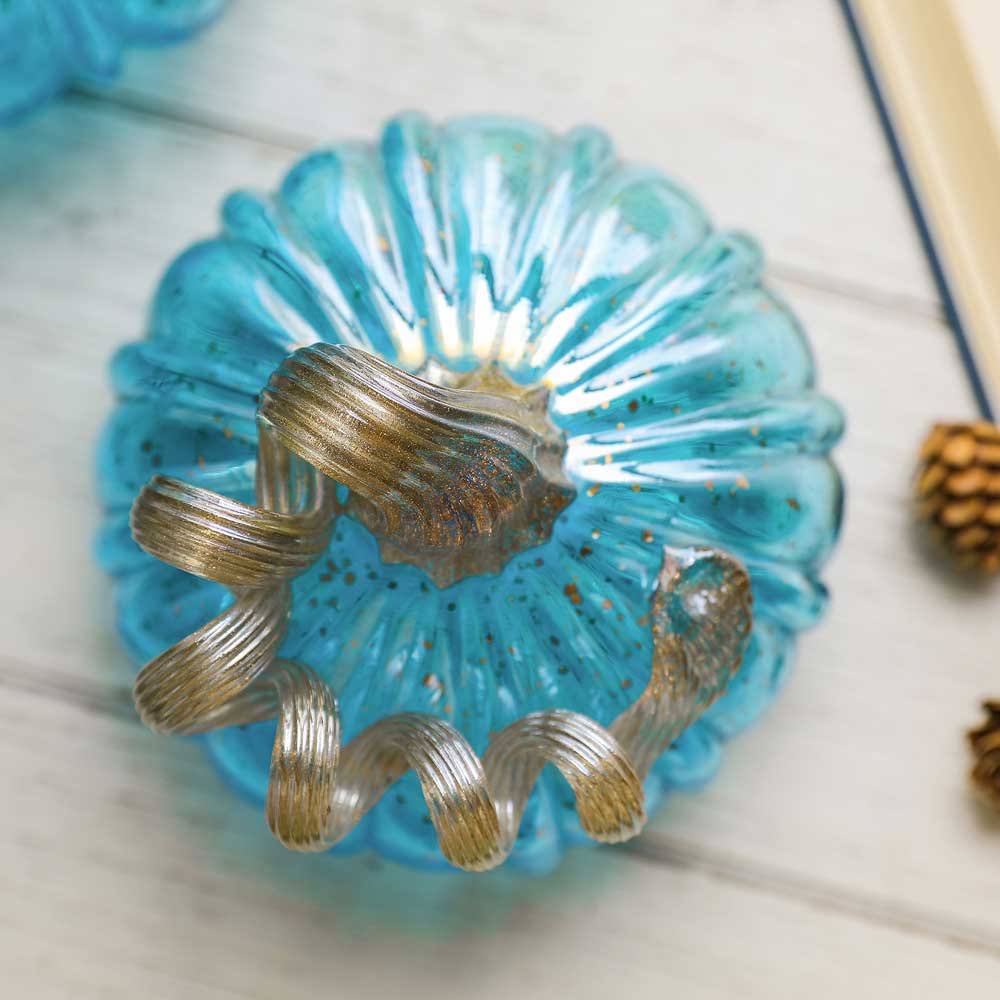 Blue Glass Pumpkin Decor Z73651