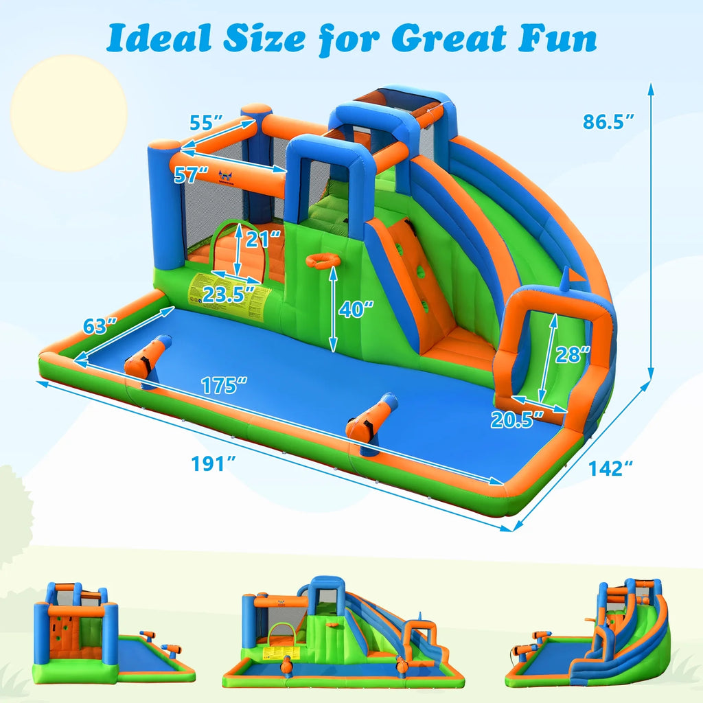 Inflatable Water Slide Bounce Castle with Dual Climbing Walls & 750W Blower U478370