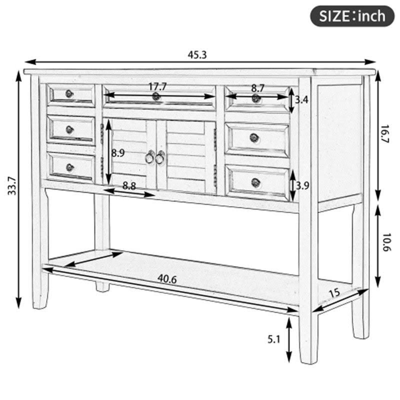 Modern Console Table with 7 Drawers and 1 Cabinet U8424