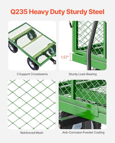 Heavy Duty Steel Garden Cart with 10" Tires and Removable Sides P1384