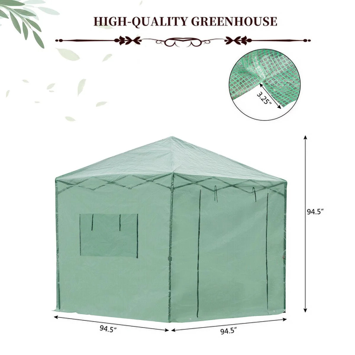8'x8' Portable Walk-in Greenhouse with PE Cover E3967