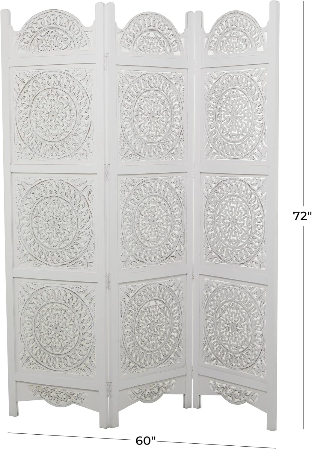 White 3 Panel Wood Room Divider Screen M2461