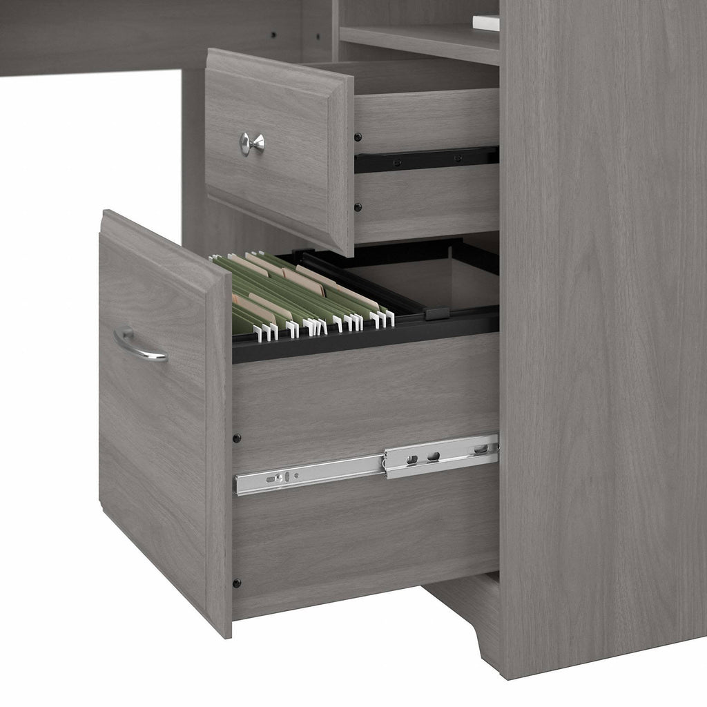 60W L Shaped Computer Desk with Mid Back Leather Box Chair in Modern Gray O502