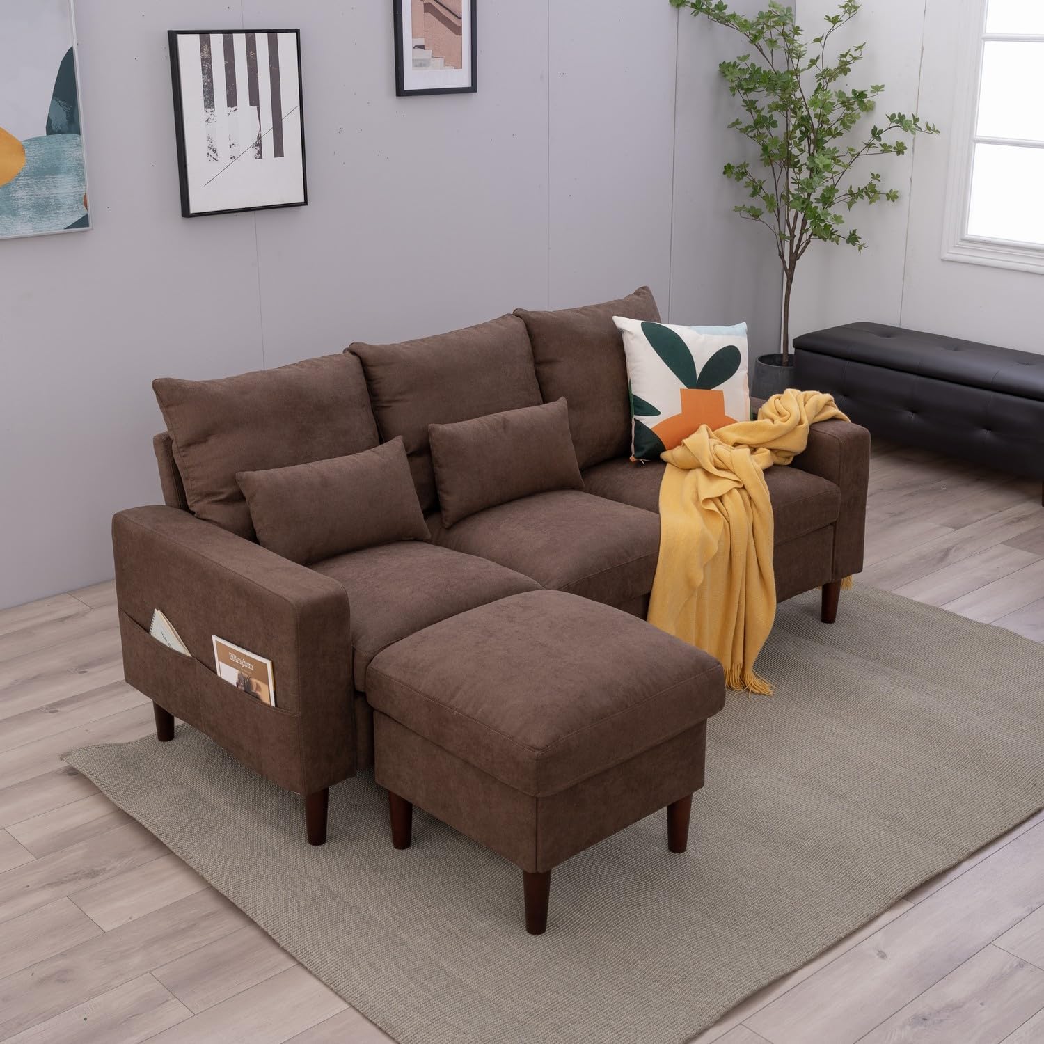 Convertible Sectional L-Shaped Fabric Sofa I437