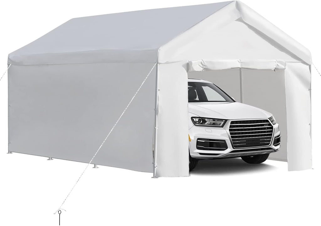 10x20 ft Heavy Duty Carport Car Canopy with Removable Sidewalls and Doors C758434