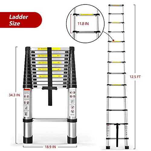 12.5 FT Telescoping Aluminum Ladder 330 LBS K886103