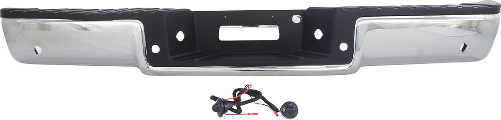 Chrome Steel Step Bumper with Rear Object Sensor Holes X7509