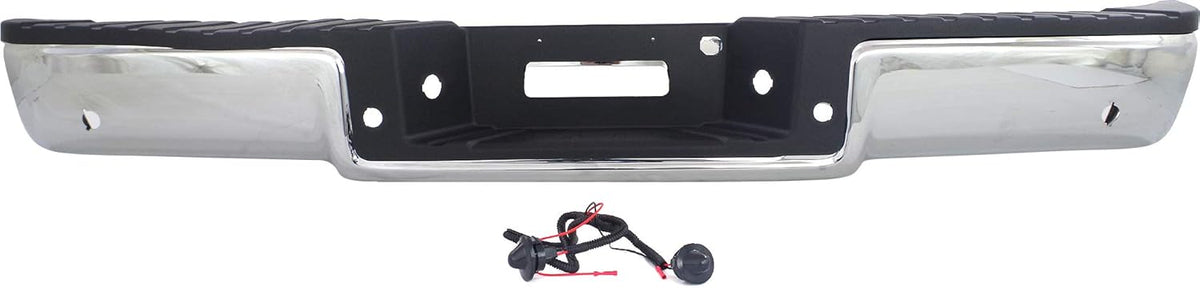 Chrome Steel Step Bumper with Rear Object Sensor Holes X7509