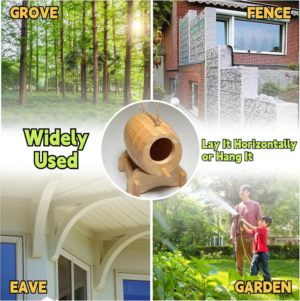 2 Pack Natural Wooden Hummingbird House J710