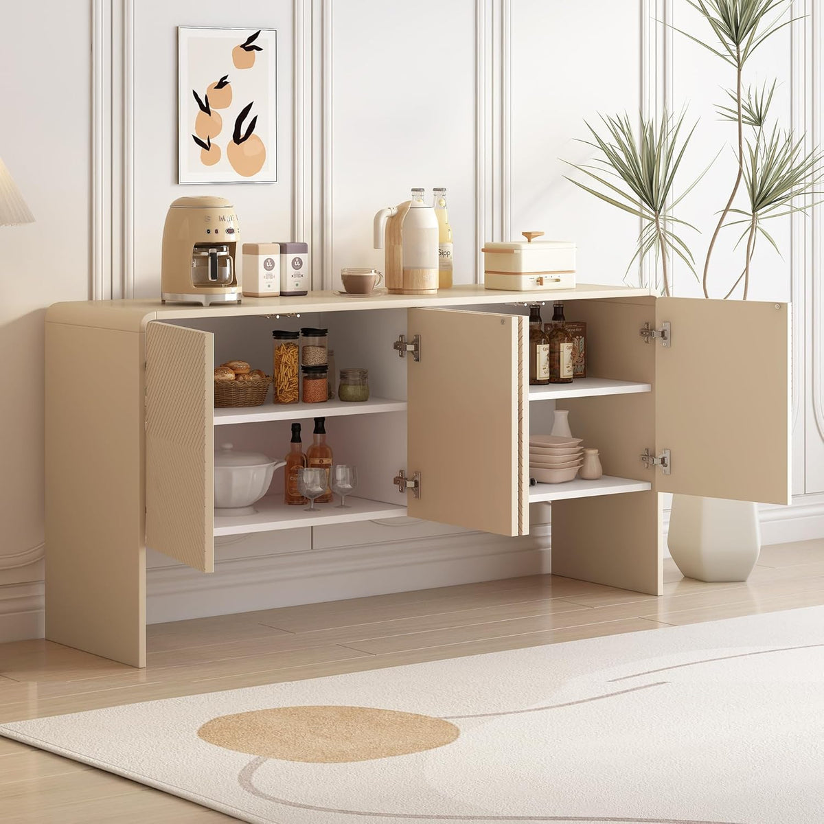Apricot Cream 4 Door Storage Sideboard J67229