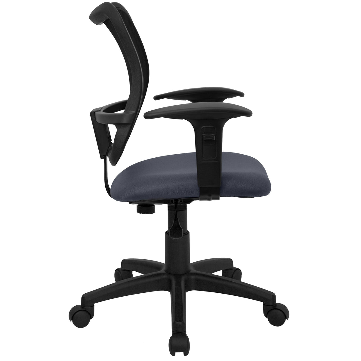 Black Mesh Swivel Office Chair with Navy Fabric Padded Seat and Height Adjustable Arms G38720