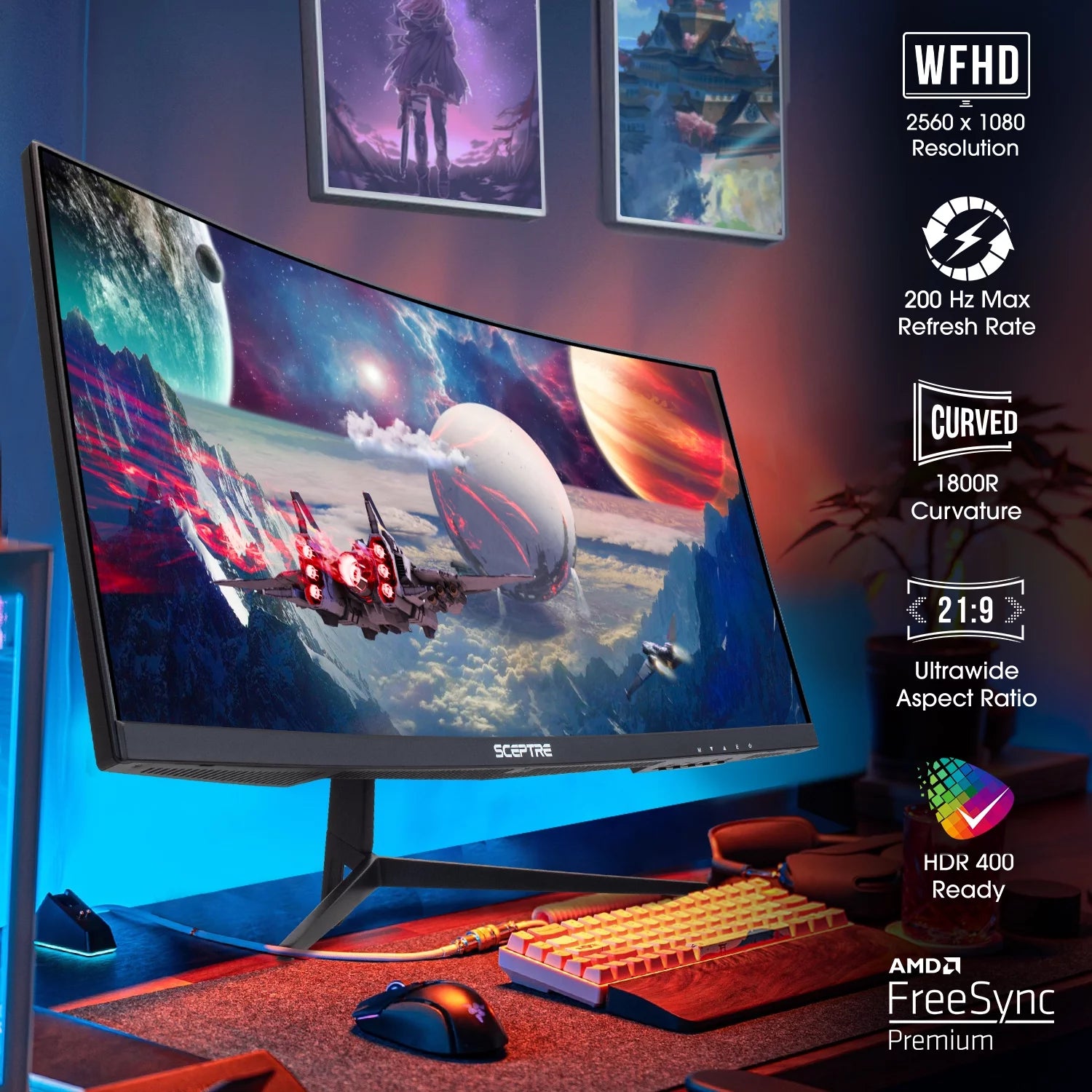 30" Curved VA LED Monitor 2560 x 1080 200 Hz Black Z356
