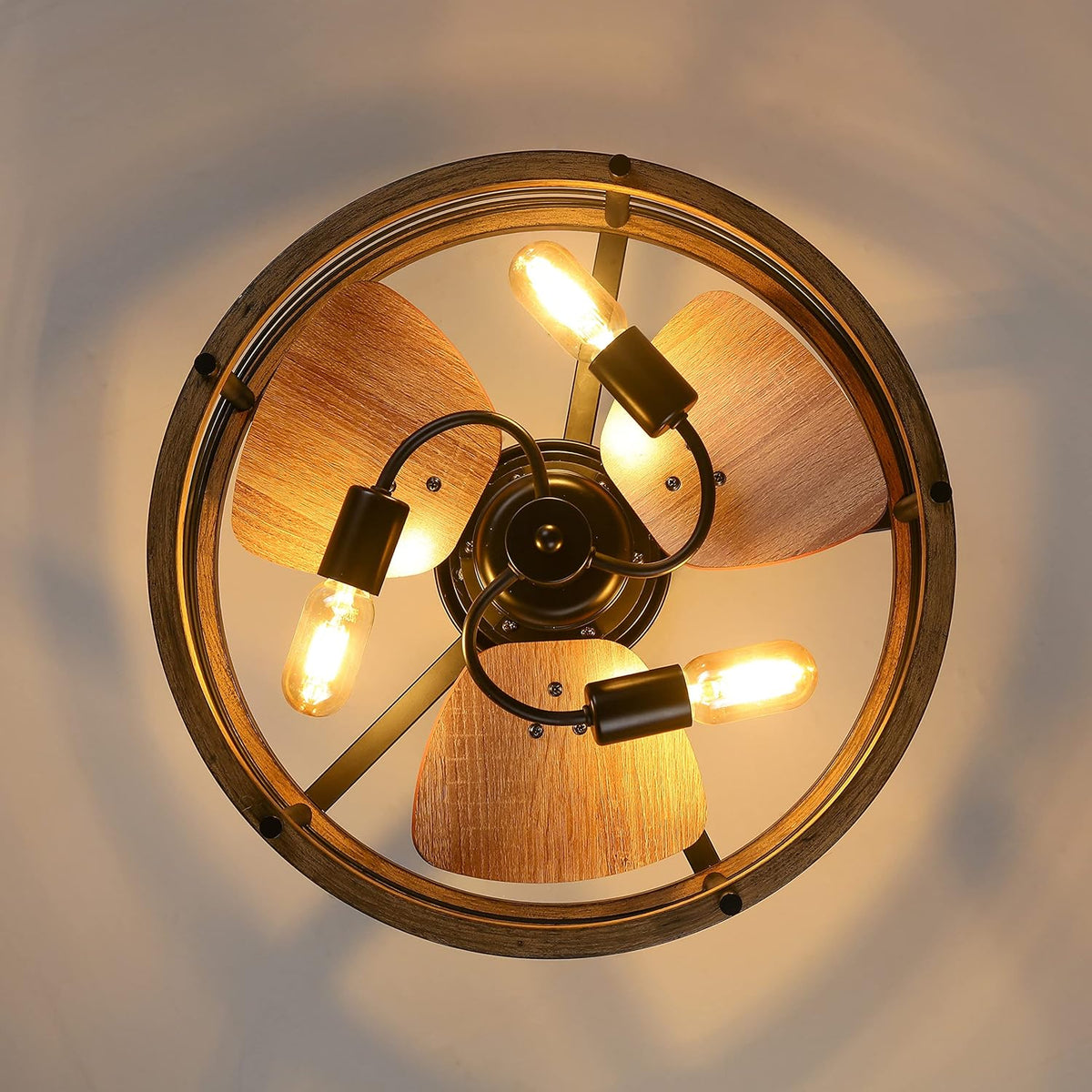 20-inch Caged Ceiling Fan with Lights, Reversible, Remote, Bladeless B45655