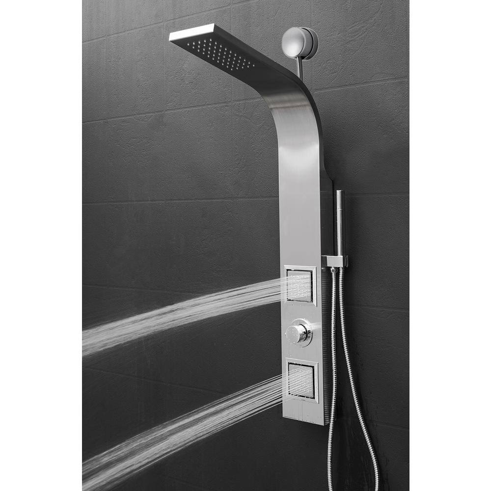Stainless Steel Shower Panel System with Rainfall Shower Head and Handheld Shower Wand V158522