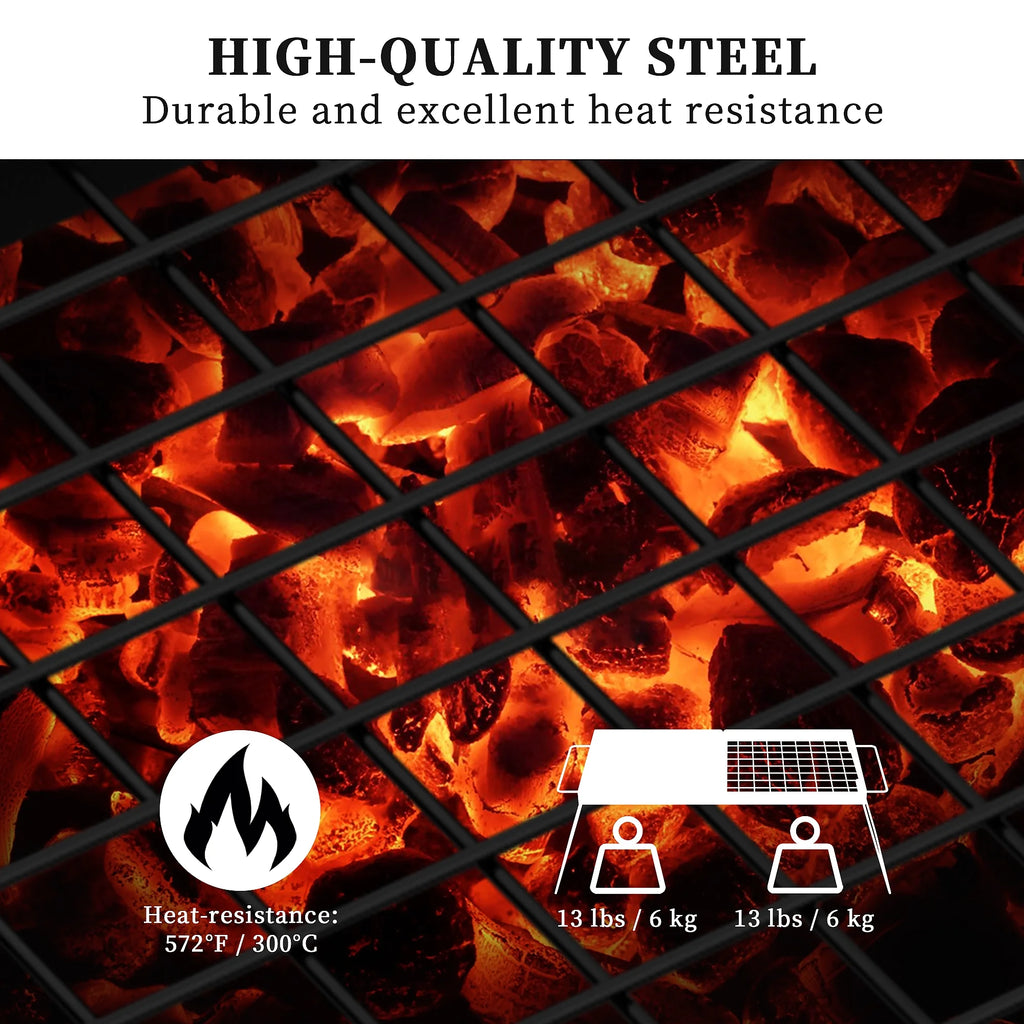 Folding Campfire Grill with Steel Mesh Grate U762