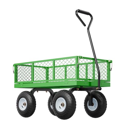 Heavy Duty Steel Garden Cart with 10" Tires and Removable Sides P1384