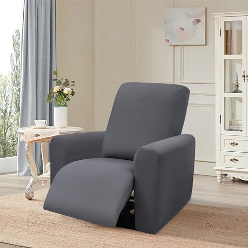 Dark Grey 3 Seat Stretch Recliner Sofa Covers 8-Pieces Non Slip Washable Y883
