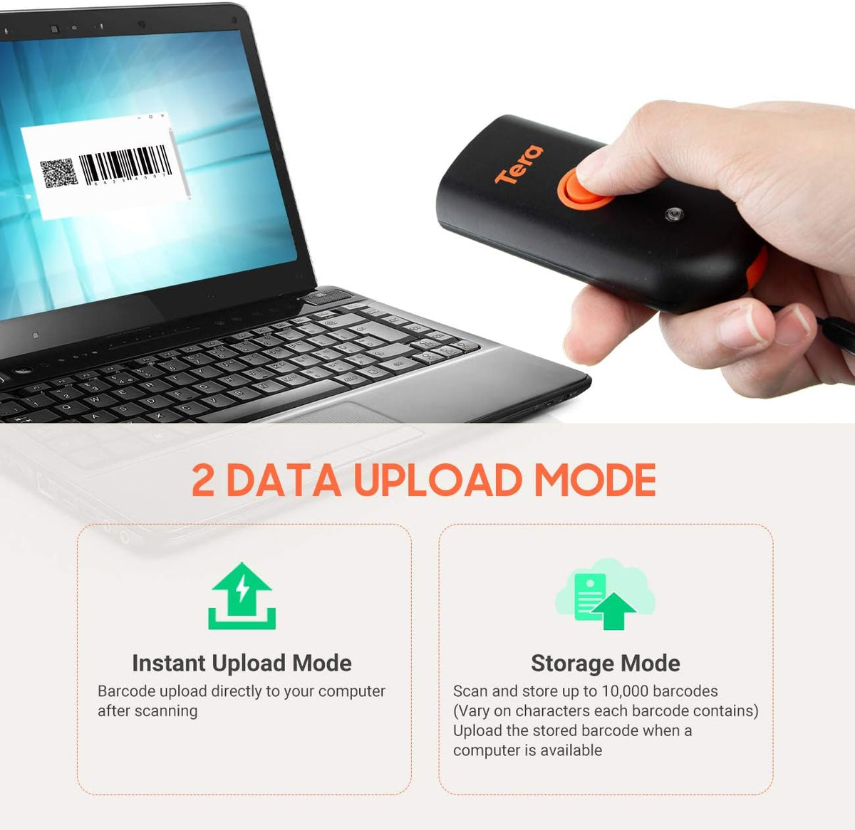 Wireless Barcode Scanner, Waterproof Shockproof Mini Pocket 2D Scanner, Bluetooth 5.0 & USB Wired & 2.4G Bar Code Reader H98153