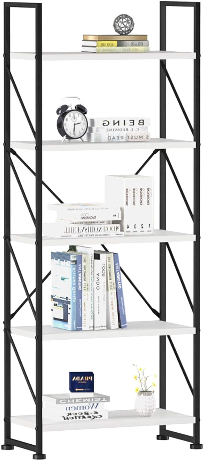 5 Tiers White Bookshelf J22220