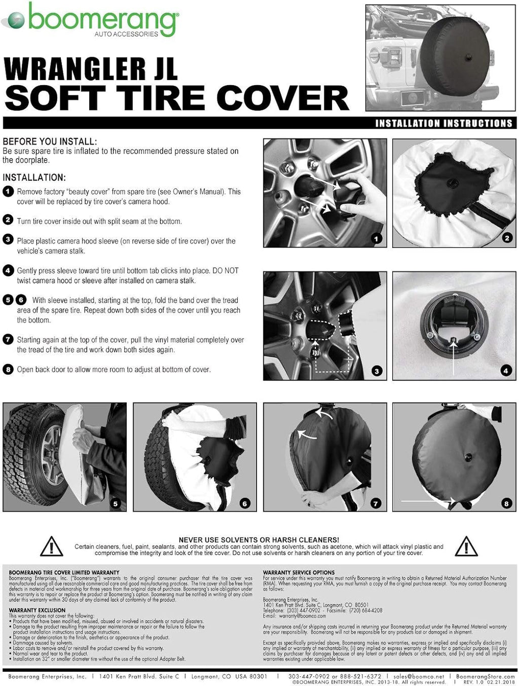 33" Soft Tire Cover for Jeep Wrangler JL Pack of 2 X637974