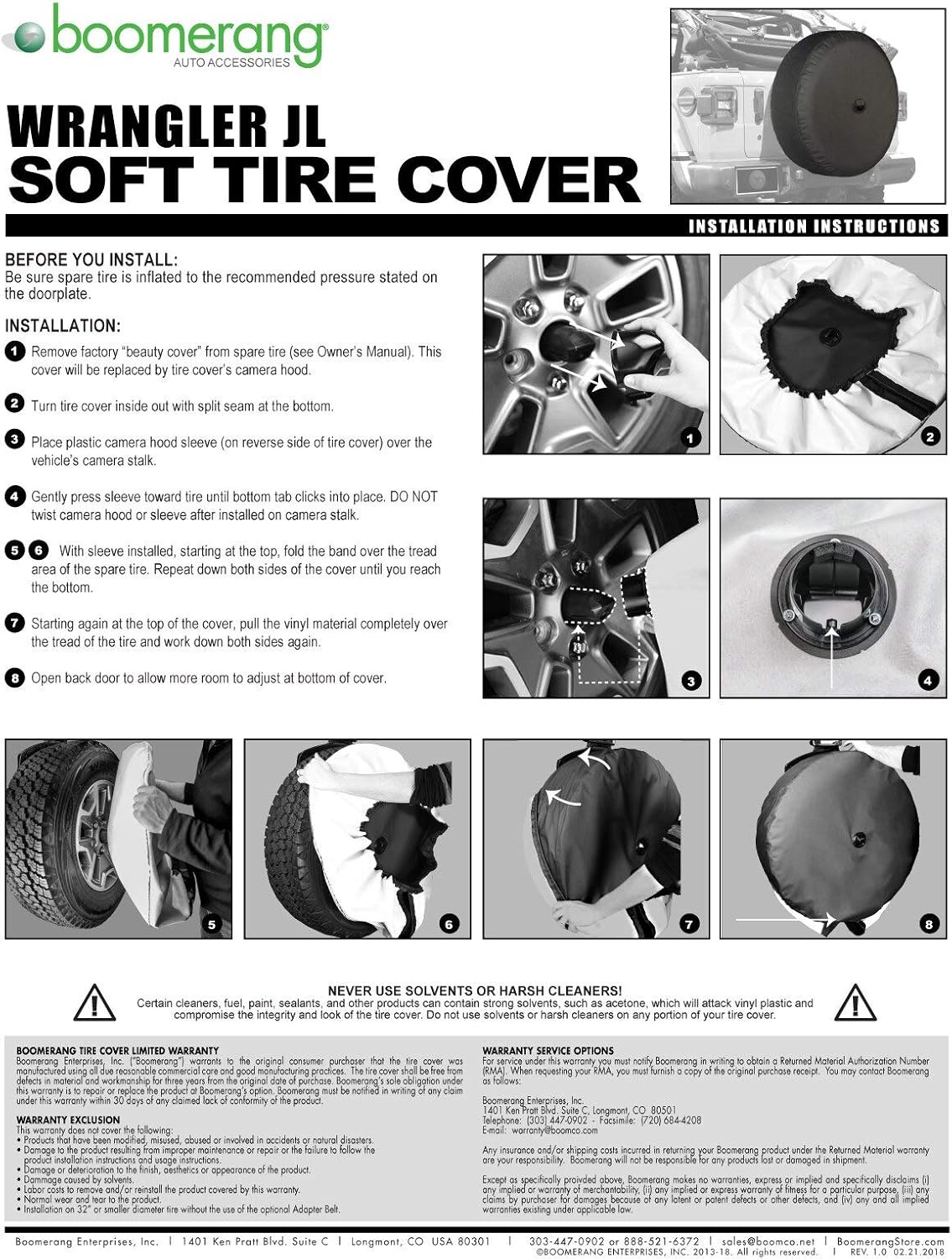 33" Soft Tire Cover for Jeep Wrangler JL Pack of 2 X637974