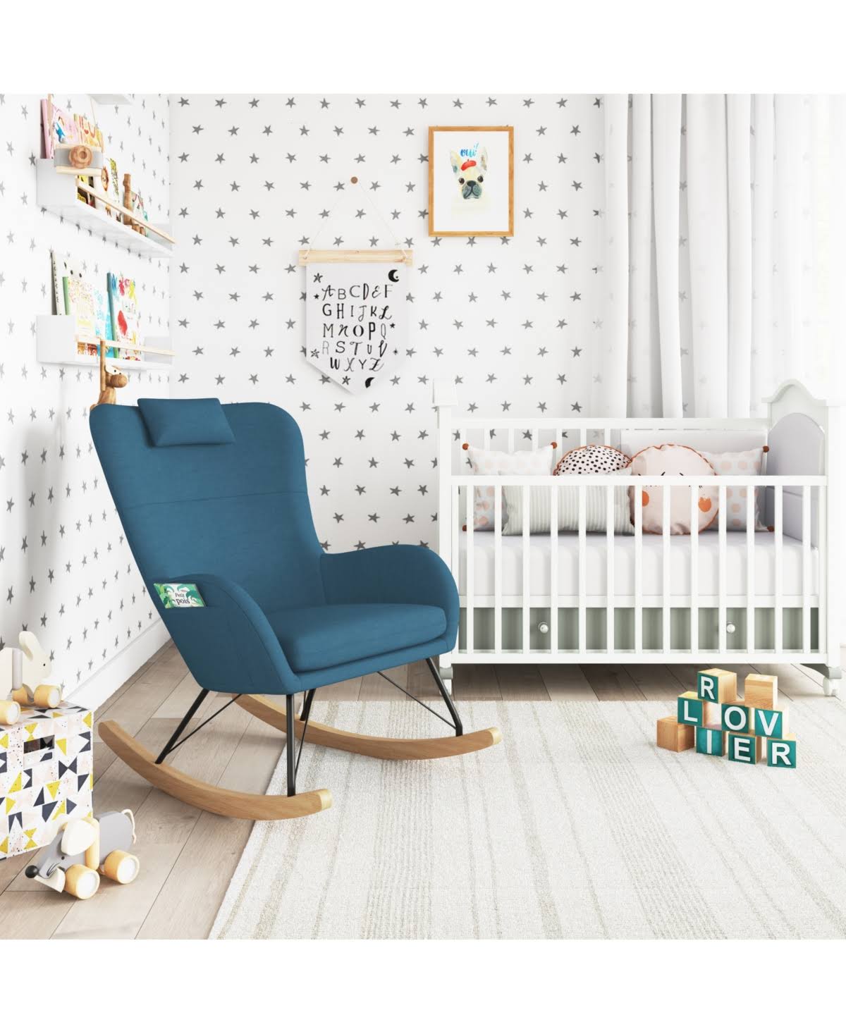 Gray Rocker Chair with Storage Pockets I320239