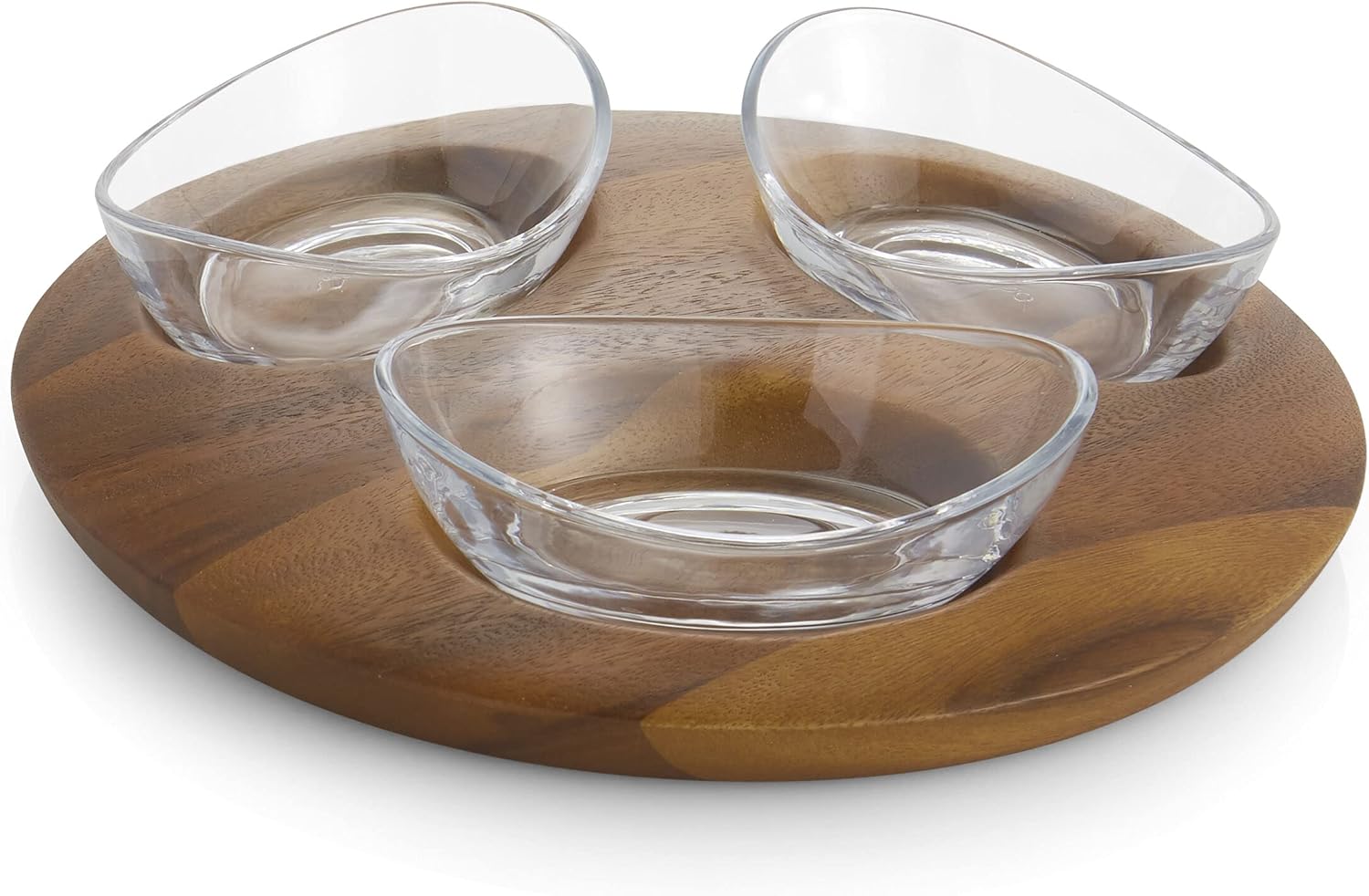 3 Piece Acacia Wood and Glass Condiment Server E778