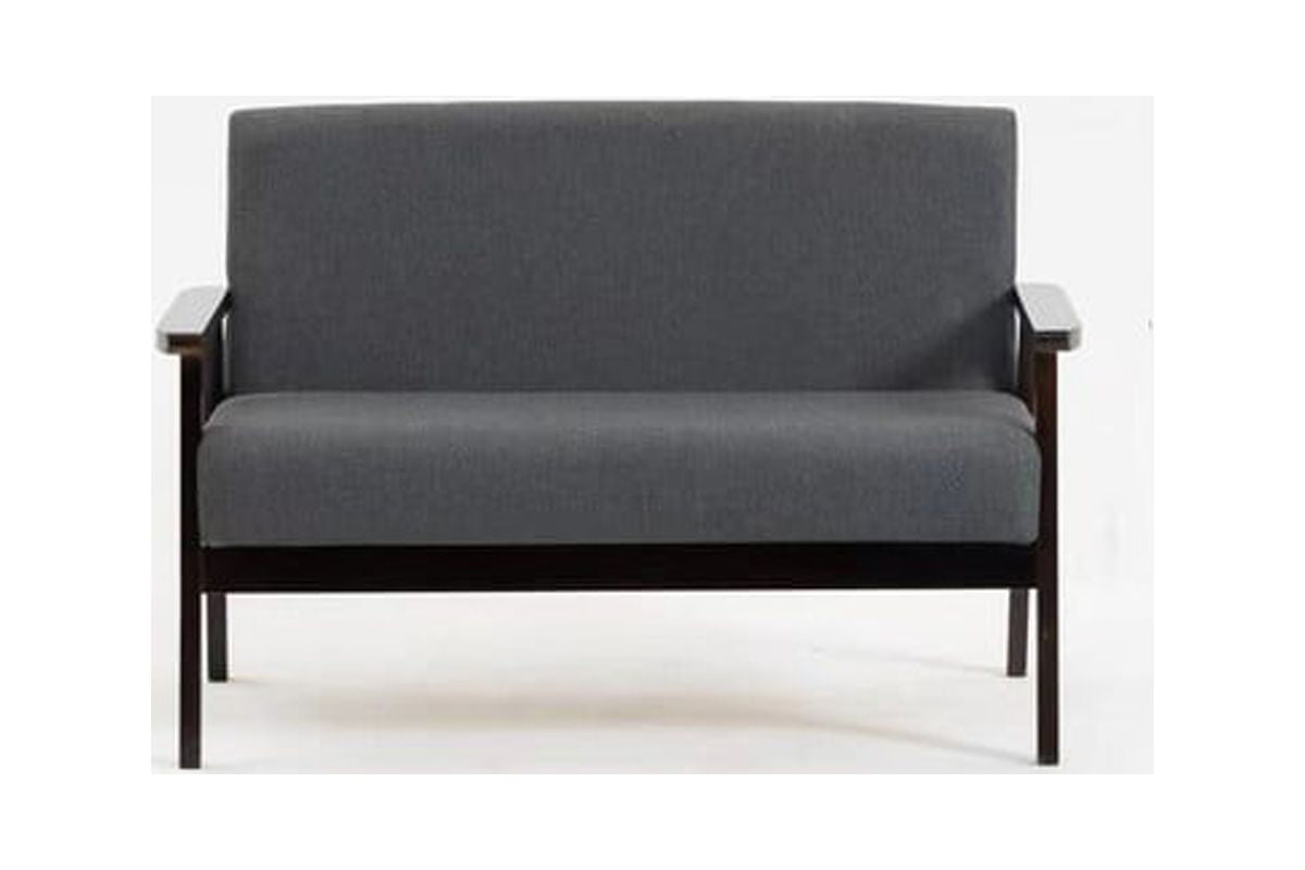 Espresso Dark Gray Linen Fabric Loveseat and 2 Chair Set O97603