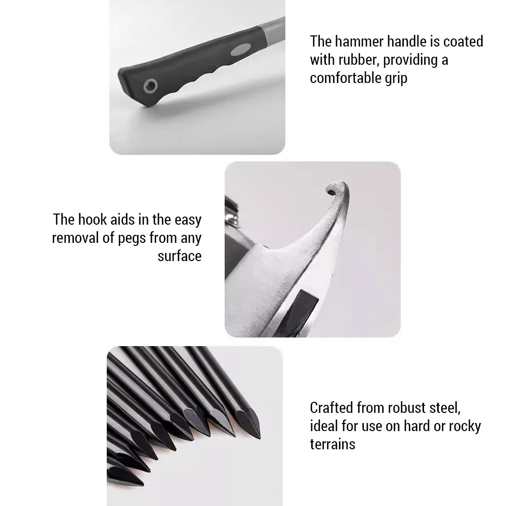Steel Tent Stake Set with Hammer U95329