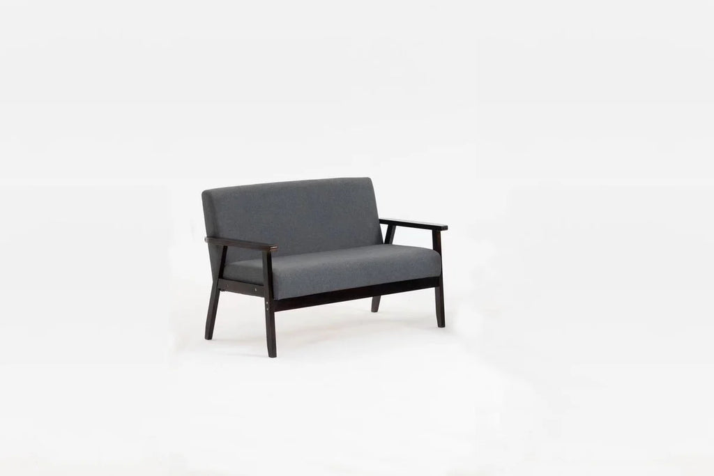 Espresso Dark Gray Linen Fabric Loveseat and 2 Chair Set O97603