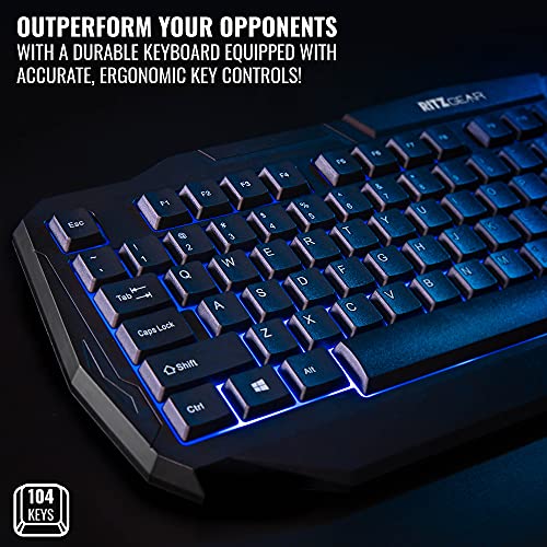 RGB Gaming Accessories Kit 4-in-1 Rainbow LED Backlight Bundle with Multimedia Keyboard, Optical Mouse, Mouse Pad & Headset B58060
