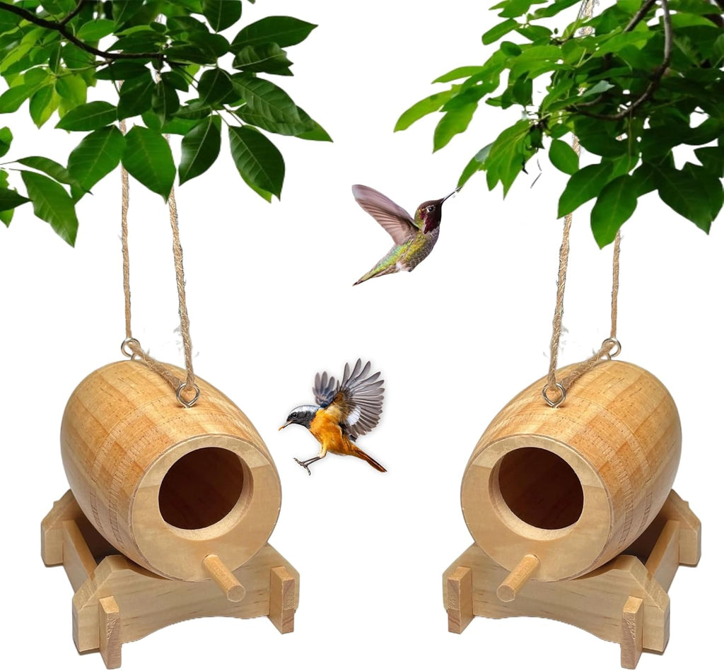 2 Pack Natural Wooden Hummingbird House J710