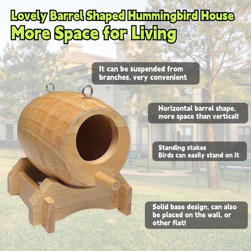 2 Pack Natural Wooden Hummingbird House J710