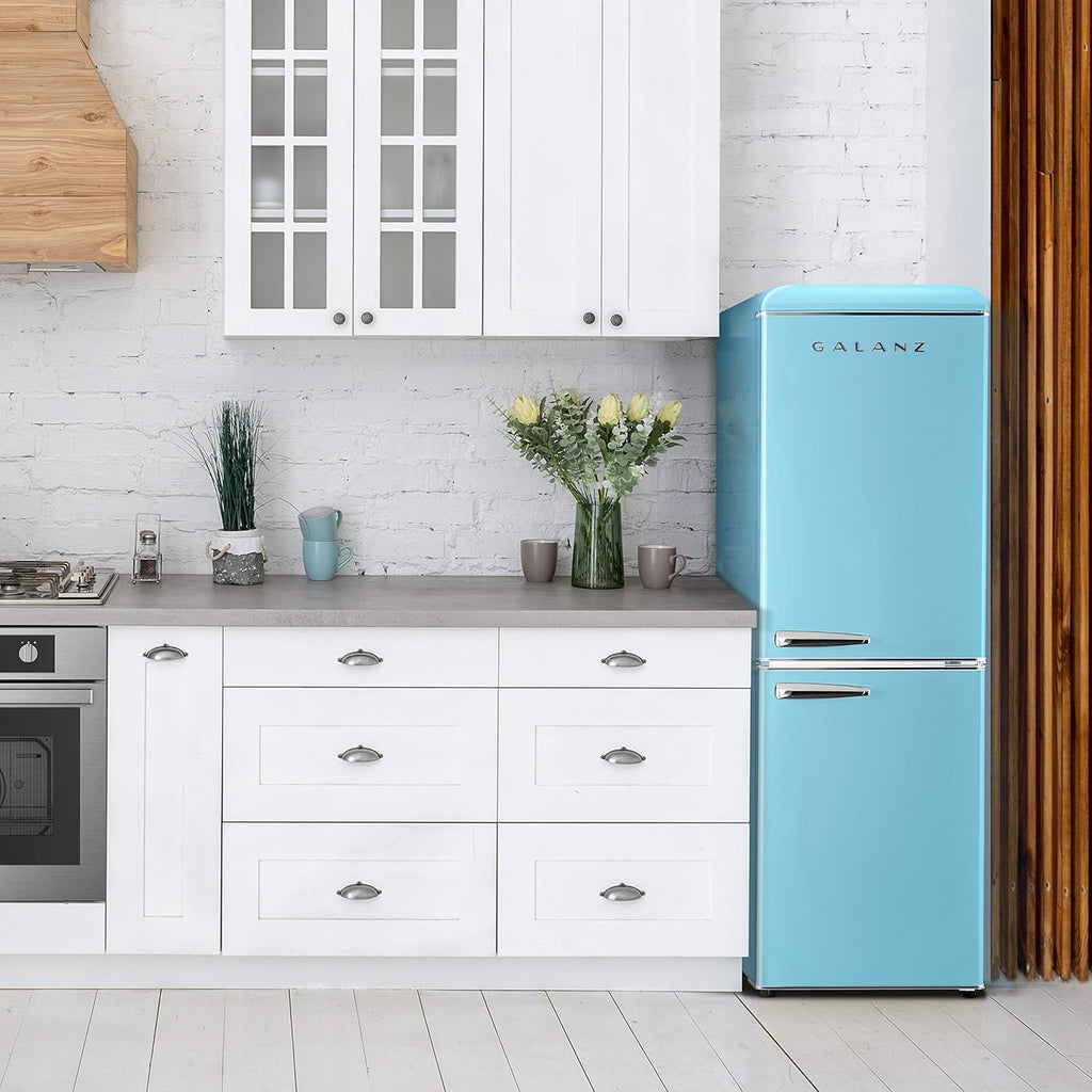 Blue 7.4 Cu Ft Retro Bottom Mount Refrigerator T405