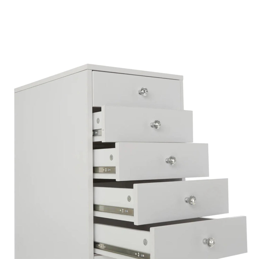 5-Drawer Bright White Makeup Vanity Storage Unit I515