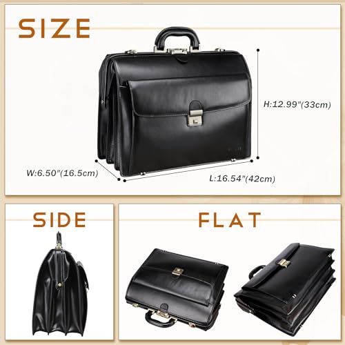 Leather Briefcase with Lock Attache Case 15.6 Inch Laptop Doctor Bag K6100