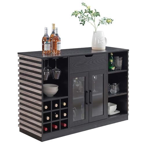 Grey Wine Bar Cabinet with Glass Door & Drawer G185