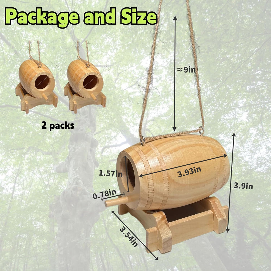 2 Pack Natural Wooden Hummingbird House J710