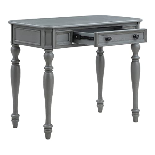 36 Inch Writing Desk with Drawer, Plantation Grey D372