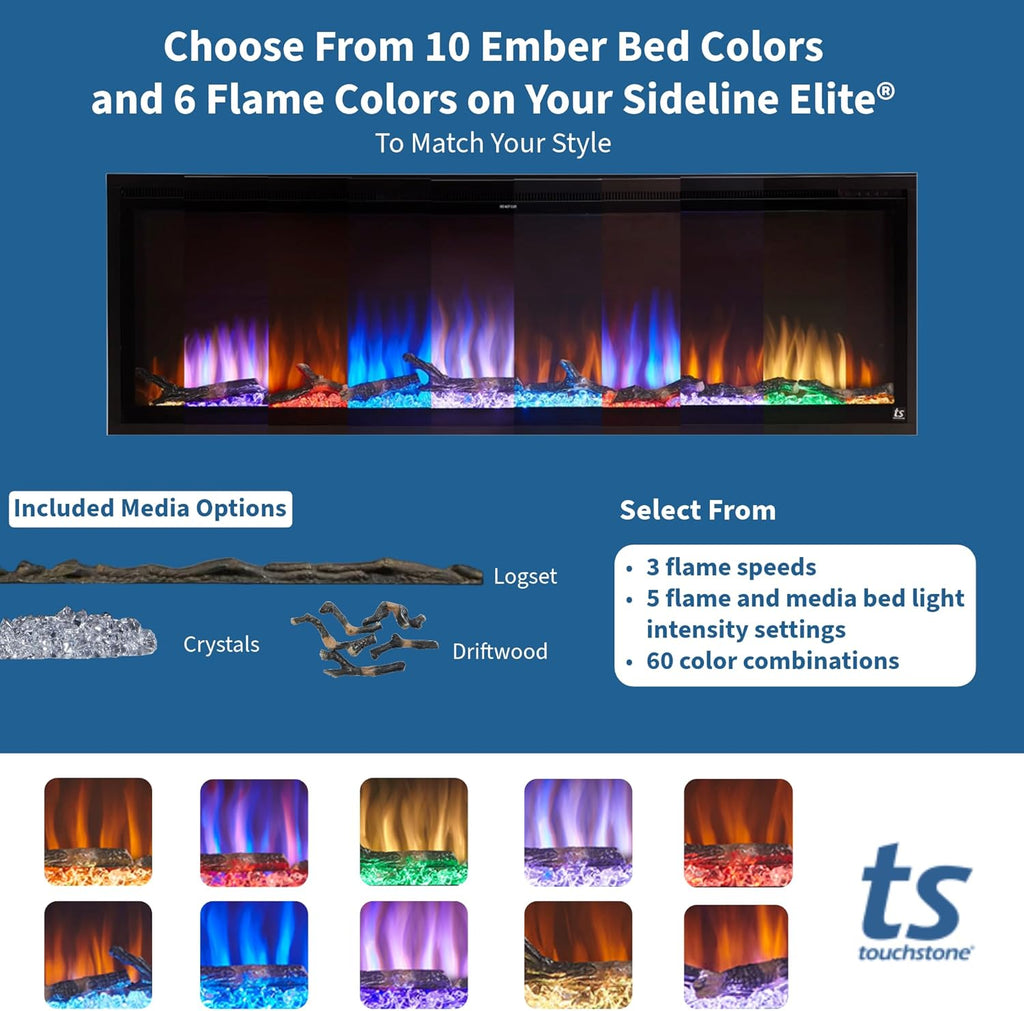 60 Inch Smart Electric Fireplace and 72 Inch Espresso Wood Mantel K207416