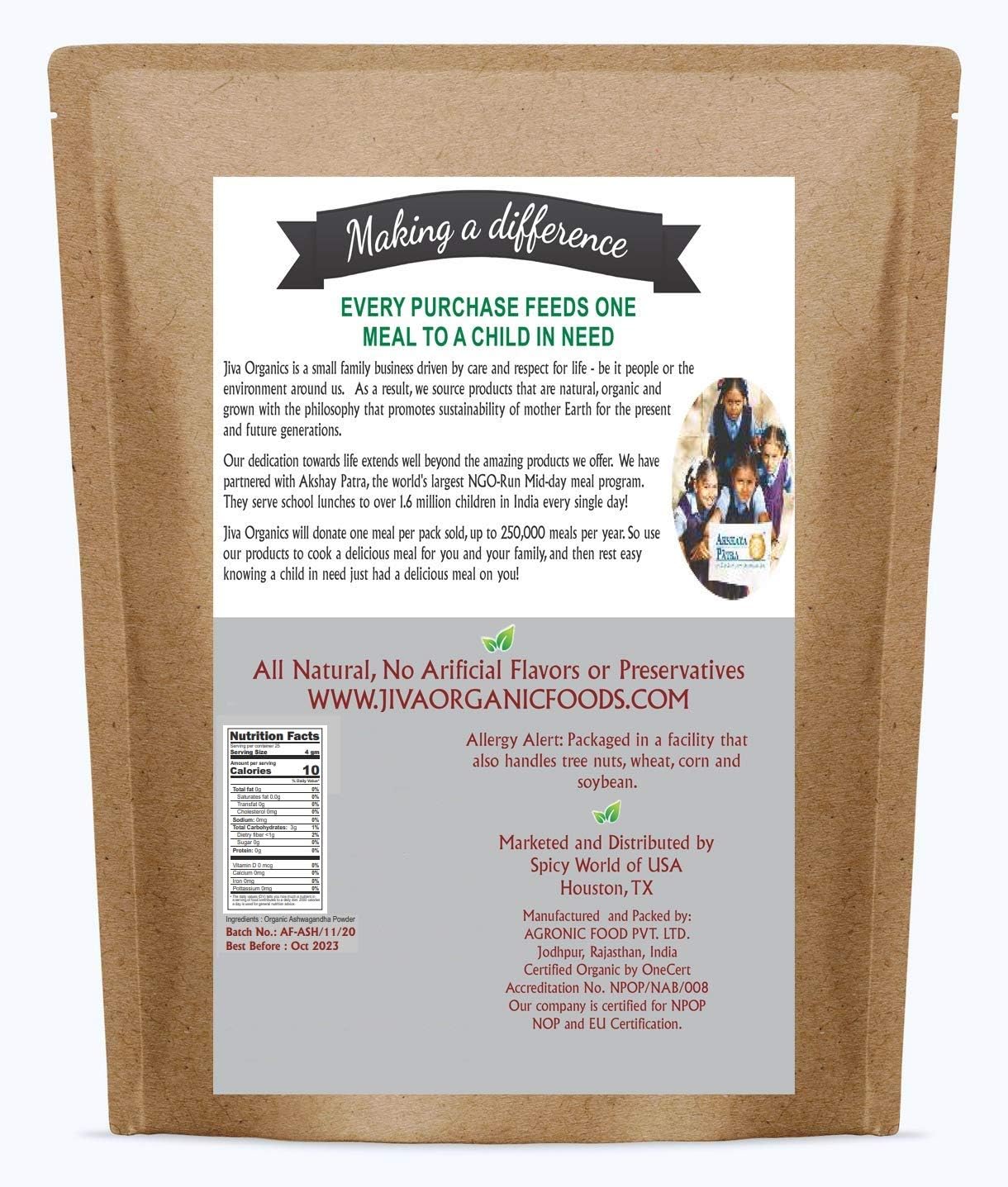 Ashwagandha Root Powder 1.25 Pound (20oz) V4327